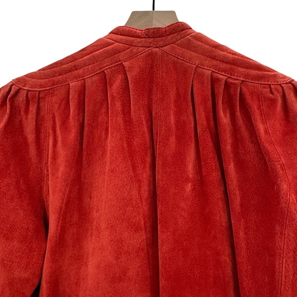 Vintage 70s/80s Suede Bomber Jacket Rust Orange Leather Coat Taiwan | Size M/L - Picture 7 of 15
